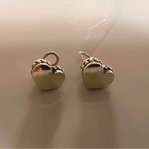 LAGOS Caviar Sterling Silver Heart Omega French Clip Earrings